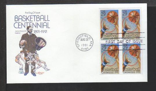 US 2560 Basketball 1991 B/4 Artmaster U/A FDC 