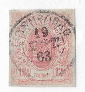 Luxembourg Sc #8  12 1/2 centimes  rose used with SON CDS  VF