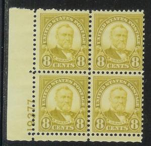 US Plate Block Cat # 640, Grant, M-LH*-