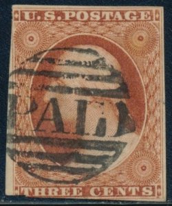 #10A VF USED W/ BLACK SMALL BOSTON PAID CANCEL (FAINT CREASE) CV $165