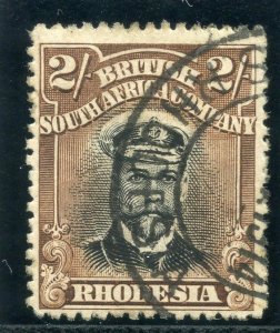 Rhodesia 1913 Admirals 2s black & brown very fine used. SG 218. Sc 132.