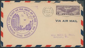 C12 Air Mail; First Flight Cover; Amarillo cachet -- See details and scans