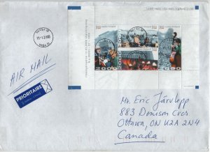 Finland 2000 Cover Sc 1123 Helsinki 450th ann Booklet pane Priority Canada