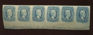 Confederate States 11 Keatinge & Ball Plate Strip of 6 Stamps LV6705