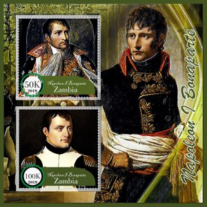 Stamps. Napoleon Bonaparte 1+1 sheets perf Zambia MNH **