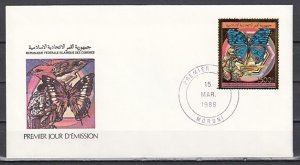 Comoro Is., Scott cat. 692. Scout & Butterfly, Gold Foil. First day cover. ^