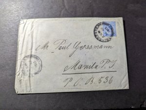 1913 British Straits Settlements Cover Singapore to Manila PI Philippines