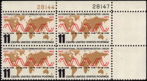 US #1274 I.T.U. MNH UR PLATE BLOCK #28144-28147 DURLAND $2.00