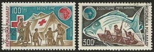 Malagasy Republic Sc.  C122-C123, used (CTO), Boy Scouts. 1974 (M290)