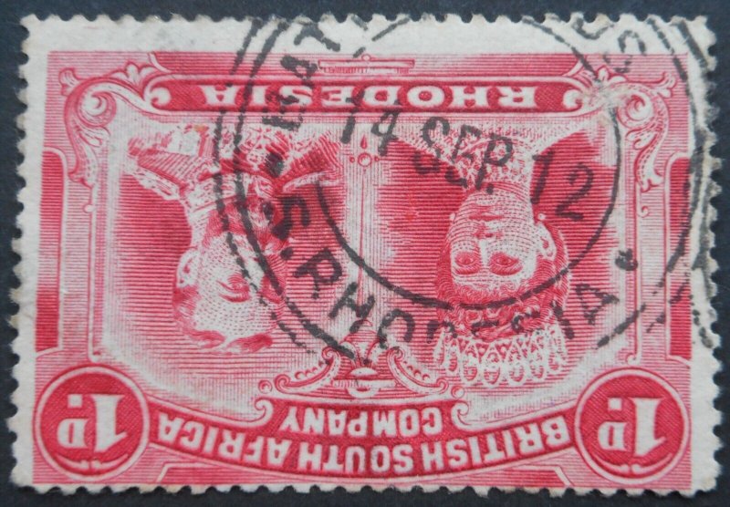 Rhodesia Double Head One Penny with a BATTLEFIELDS (TC) postmark