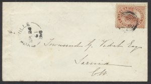 1861 #15 5c Beaver On Ladies Cover Yorkville (York) UC Split Ring to Sarnia CW