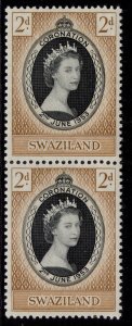 SWAZILAND QEII SG52, 2d 1953 CORONATION, NH MINT. PAIR