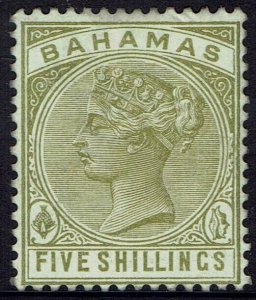 BAHAMAS 1884 QV 5/- 