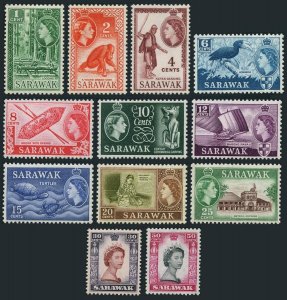 Sarawak 197-208,MNH. 1955.Logging,Orangutan,Dancing,Turtle,Hornbill,Shield,QE II