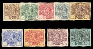 Bermuda #71-79 Cat$121.75, 1921 George V, complete set, hinged