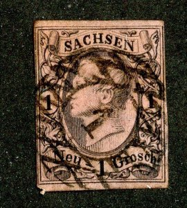 1855 Saxony Sc #10 used cv.$8 ( 2563 WWX )