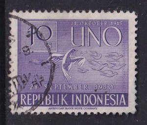 Indonesia   #363  used   1951  UN  doves inflight  10c