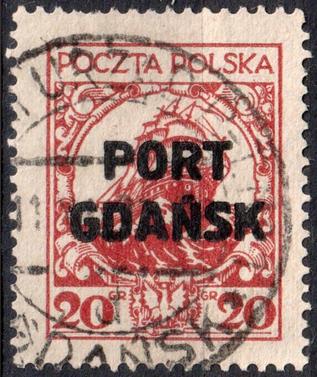 Poland #1K17  Used - 20gr dull red Port Gdansk Overprint (1926)