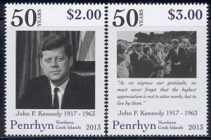 Penrhyn Is.- 2013 President John F Kennedy set of 2 #519-20 cv 8.25