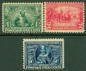 EDW1949SELL : USA 1907 Scott #328-30 Mint Never Hinged. Fresh set. Catalog $450.