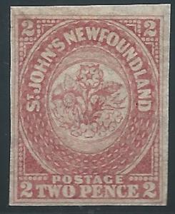 Newfoundland, 1861-62, Scott #17, 2p rose, mint, L.H., V.F., Signed