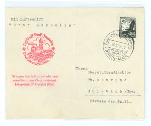 Germany C54 1939 LZ130 Graf Zeppelin II airmail cover carried on the August Flight from Frankfurt to Konigsberg.  The cover is f
