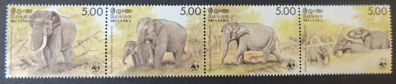 sri lanka 1986 WWF asian elephants 4 values mnh animals mammals