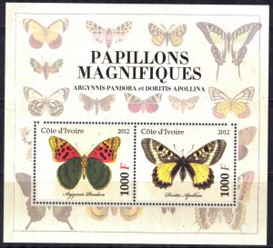 Ivory Coast 2012 Butterflies ( VI ) Sheet MNH