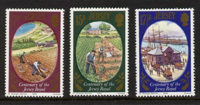 Jersey 226-8 MNH Potato harvest, Ship, Agriculture