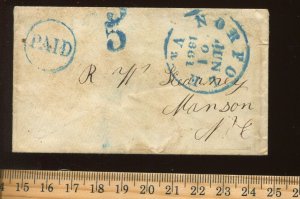 CSA Norfolk Virginia Stampless Blue 'PAID 5' Cover CSA CV $300 BZ1685