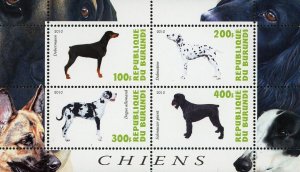 Doberman Dalmatian Stamp Dog Pet Domestic Animal Souvenir Sheet of 4 Mint NH