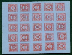 NORWAY, 1888 Locals – HOLMESTRAND, 10ore Reprint, Complete sheet of 25 no gum