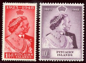 Pitcairn Islands 1949 KGVI Silver Wedding set complete MNH. SG 11-12. Sc 11-12.