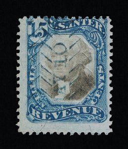 EXCELLENT GENUINE SCOTT #R110 FINE 1871 BLUE & BLACK 2ND ISSUE REVENUE #18361