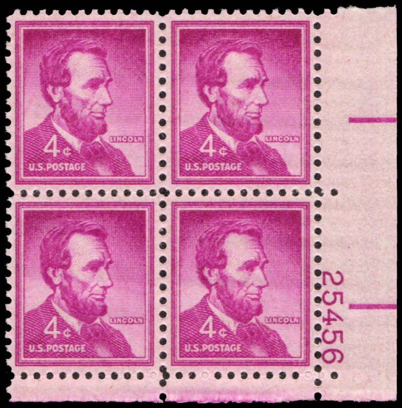 US #1036a LINCOLN MNH LR PLATE BLOCK #25456