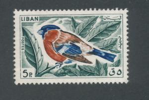 Lebanon 1965 Scott 434 used - 5p, Birds, Bullfinch