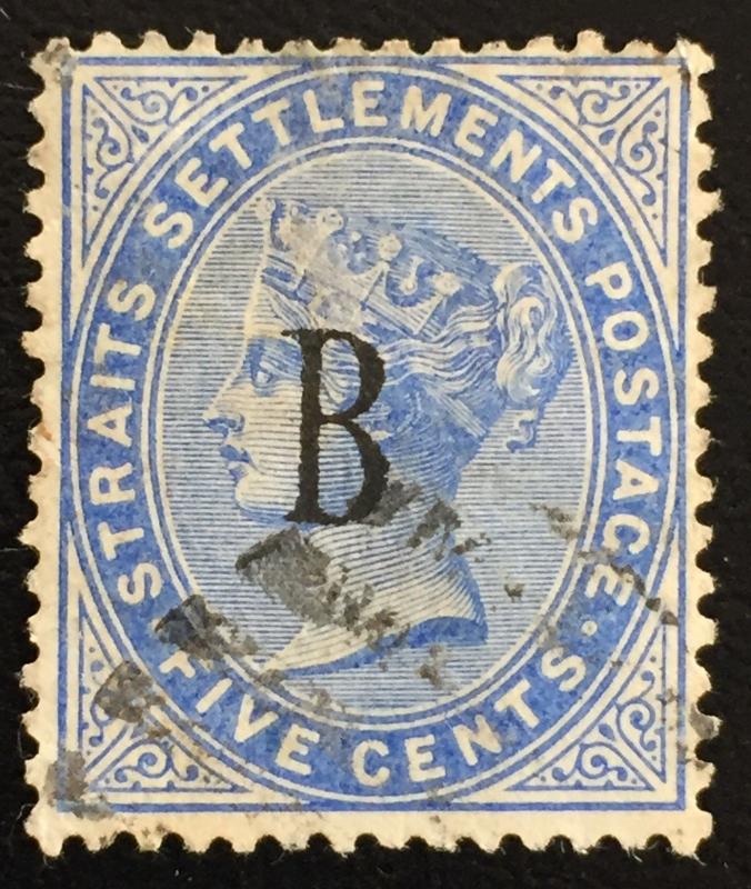 Malaya Thailand 1884 British PO Siam Bangkok 5c used CCA SG#18 M1597