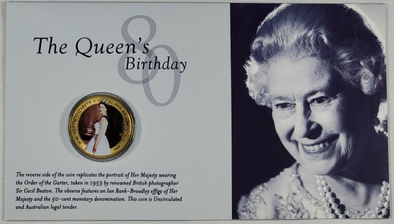 2006 The Queen's Birthday PNC Australia FDC Cover  UNC Commerative 50c Coin Set