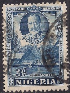 Nigeria 1936 KGV 3d Blue SG 38 ( E592 )