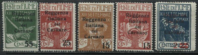 Fiume 1920 various overprinted values mint o.g. hinged