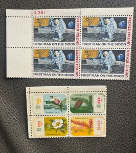 USA Stamps - 1st man on the moon block of 4 - Botanical Collection Block of 4
