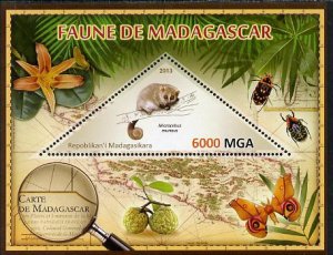 MADAGASCAR - 2013 - Gray Mouse Lemur - Perf Souv Sheet - MNH-Private Issue