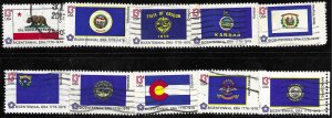 US #1663-1672 used.  Bicentennial State Flags.  Nice.