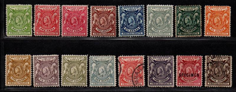 $British East Africa Sc#72-87 used+M/H/F-VF, complete set, 80 thin, Cv. $528.75