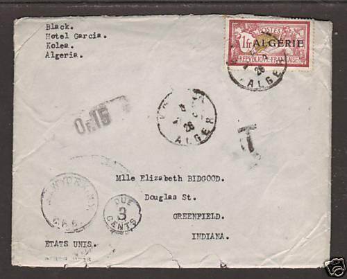 Algeria Sc 28 on 1926 Postage Due cover with contents, addressed to