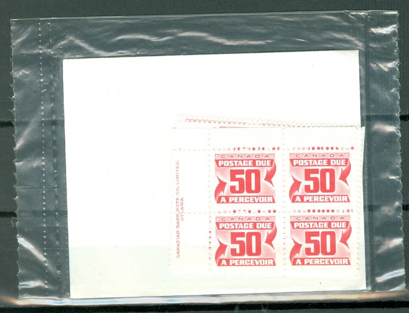 CANADA 50c DUES #J40 CORNERS PLATES SET in SEALED PO PACK