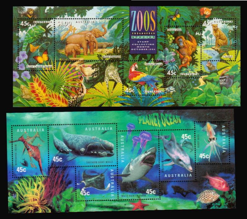 AUSTRALIA FAUNA LOT 16 SHEETS ANTARCTIC FISH WILD BIRD ELEPHANT BUTTERFLY $$$$$$