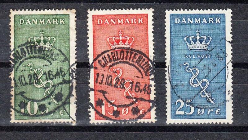 Denmark Scott B3-B5 Used (Catalog Value $80.25)