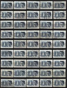 SC#1246 5¢ John F. Kennedy Singles (1964) Used Lot of 45 Stamps