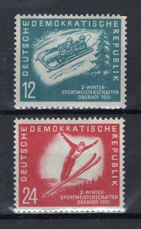 GERMANY DDR DEMOCRATIC REPUBLIC 1951 WINTER SPORTS SCOTT 76-77 PERFECT MNH